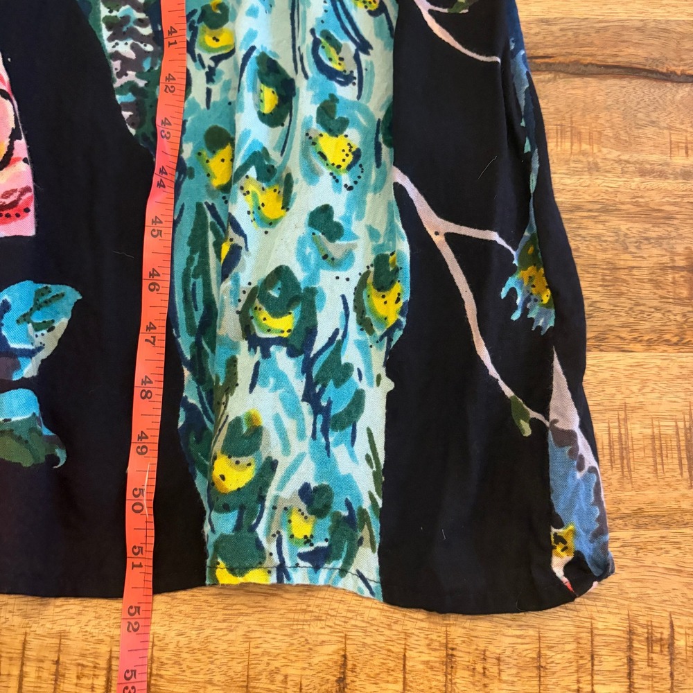 World Market Maxi Kaftan Dress S/M Boho Peacock Floral Coverup Resort Vacation - Picture 10 of 10